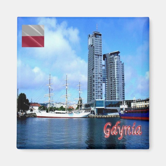 zPL017 GDYNIA panorama, Poland, Europe, Fridge Magnet (Front)