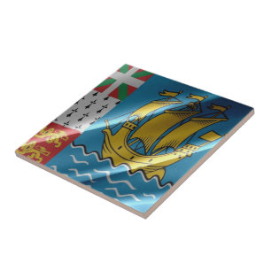 zPM002 SAINT PIERRE And MIQUELON, Waving Flag, Ceramic Tile