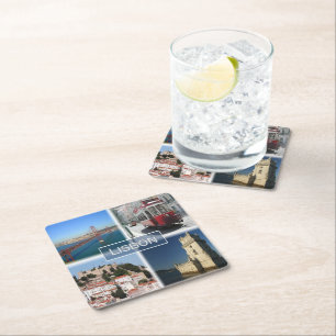 zPT007 LISBON, Portugal, Europe, Square Paper Coaster