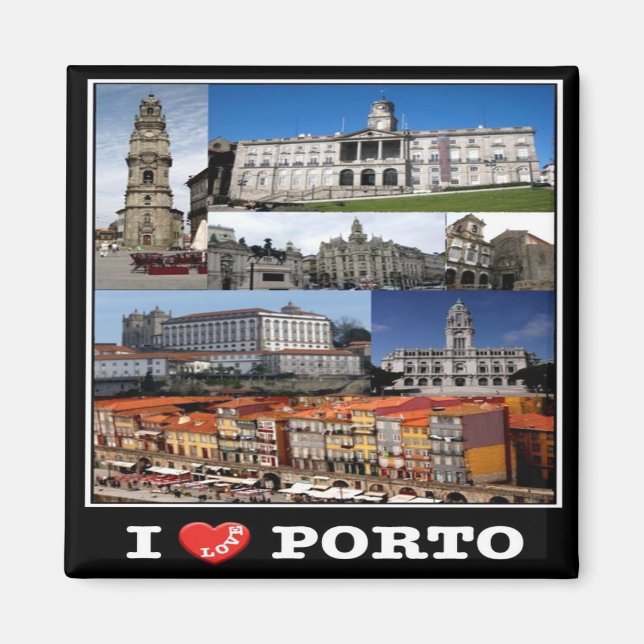 zPT012 PORTO "I Love", Portugal, Europe, Fridge Magnet (Front)