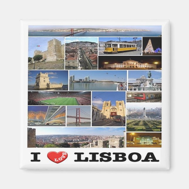 zPT018 LISBON "I Love", Portugal, Europe, Fridge M Magnet (Front)