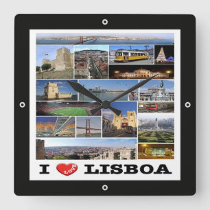 zPT018 LISBON "I Love", Portugal, Europe, Square Wall Clock