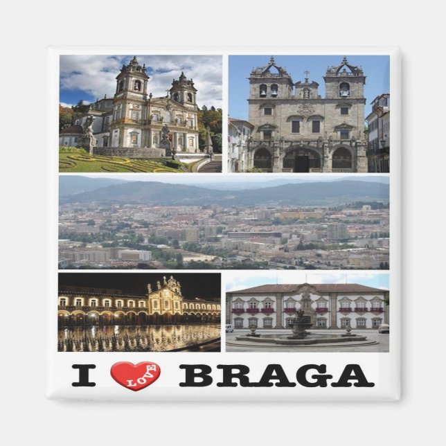 zPT023 BRAGA "I Love", Portugal, Europe, Fridge Magnet (Front)