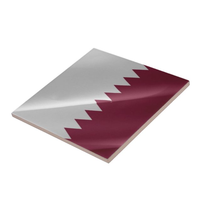 zQA002 waving Qatari FLAG Qatar, Ceramic Tile (Side)