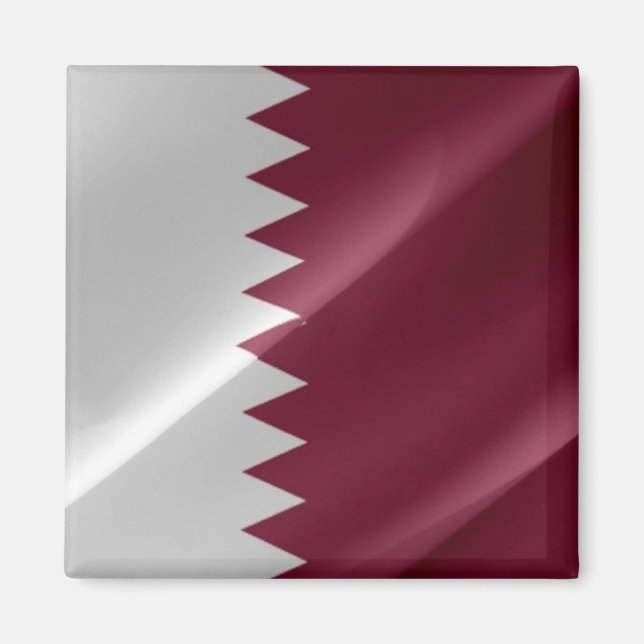 zQA002 waving Qatari FLAG Qatar, Fridge Magnet (Front)