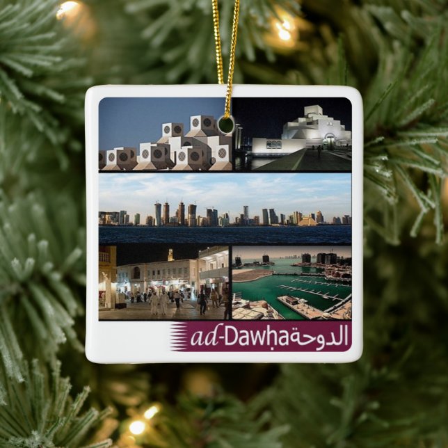 zQA010 mosaic of DOHA, Qatar, Asia, Ceramic Ornament (Tree)