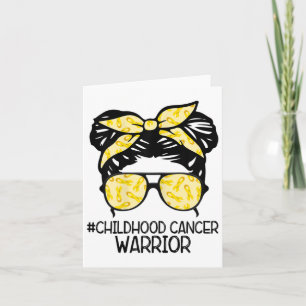 Zqxj Messy Bun Yellow Ribbon Childhood Cancer Warr Card