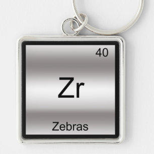 Zr - Zebras Funny Element Chemistry Symbol T-Shirt Key Ring