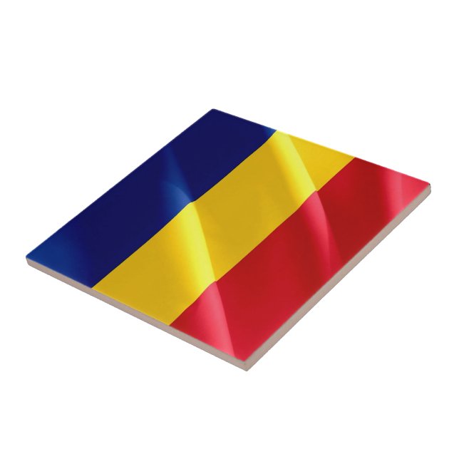 zRO002 ROMANIAN waving FLAG ROMANIA, Ceramic Tile (Side)