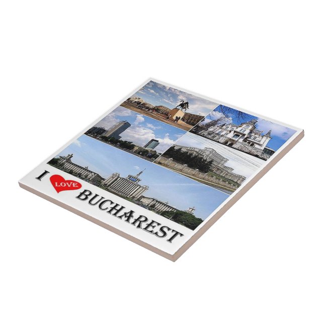 zRO010 BUCHAREST "I Love", Romania, Europe, Ceramic Tile (Side)