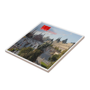 zRU019 MOSCOW RED SQUARE FLAG URSS, Russia, Ceramic Tile