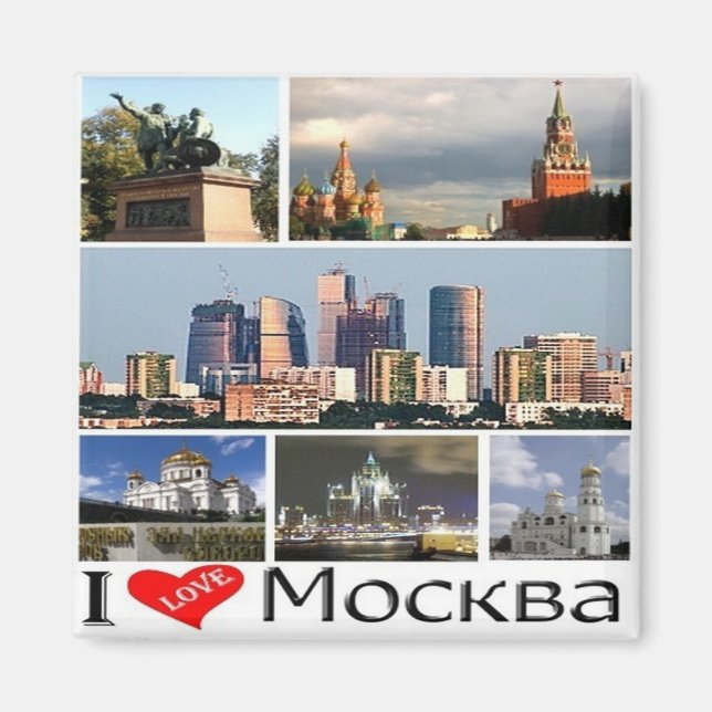 zRU021 MOSCOW "I LOVE", Russia, Europe, Fridge Magnet (Front)
