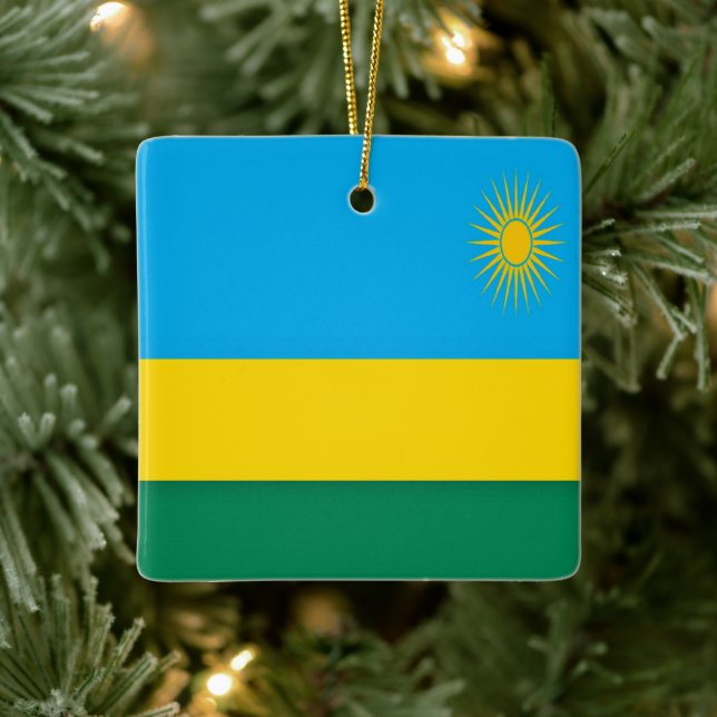 zRW001 RWANDA Flag, Africa, Ceramic Ornament (Tree)