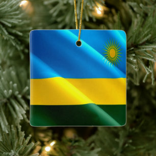 zRW002 RWANDA, Waving Flag, Africa, Ceramic Ornament