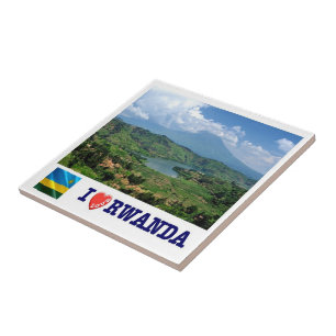 zRW007 RWANDA, I Love, Virunga Mountains, Ceramic Tile