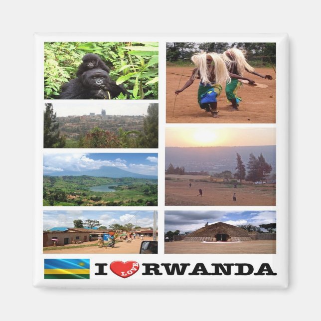 zRW011 RWANDA I Love, Mosaic, Africa, Fridge Magnet (Front)