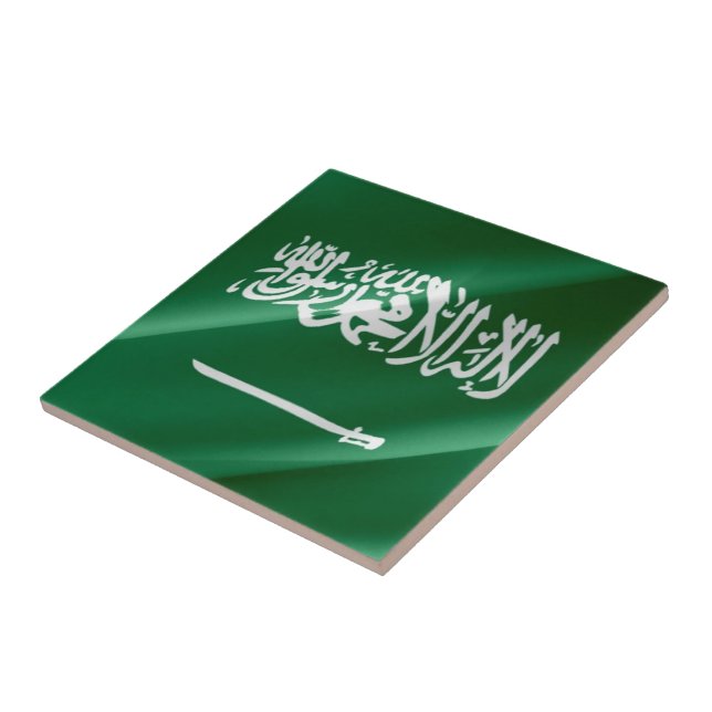 zSA002 waving Saudi FLAG Saudi Arabia, Ceramic Tile (Side)