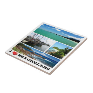 zSC021 SEYCHELLES, I Love, Mahé, Mosaic, Ceramic Tile