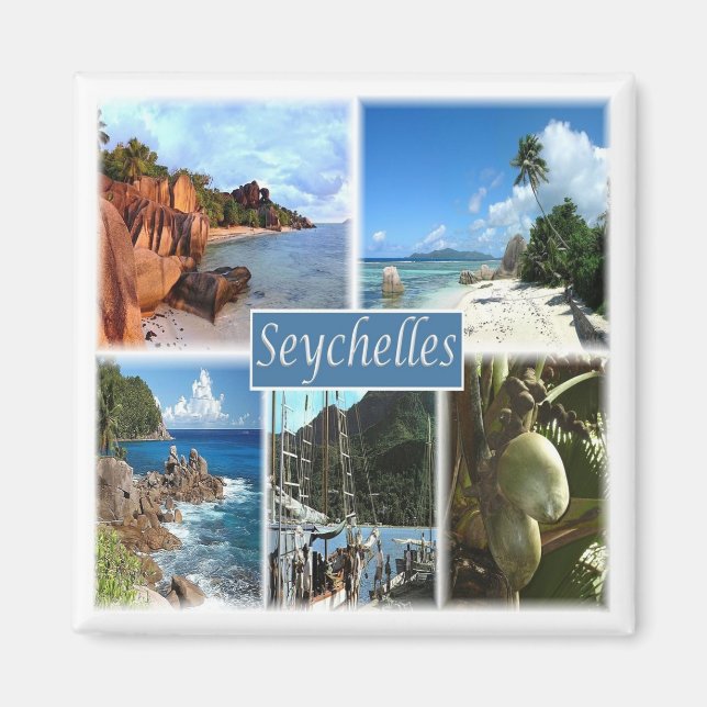 zSC026 SEYCHELLES, Mosaic, Africa, Fridge Magnet (Front)
