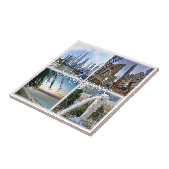 zSG005 SINGAPORE by day LION CITY, Asia, Ceramic Tile (Side)