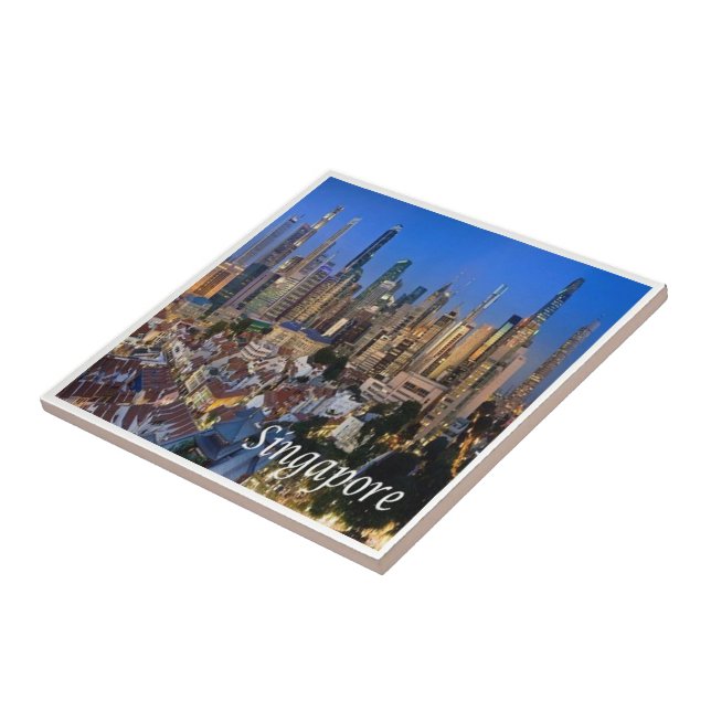 zSG006 SINGAPORE panorama LION CITY, Asia, Ceramic Tile (Side)