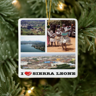 zSL006 SIERRA LEONE, I Love, Mosaic, Africa, Ceramic Ornament