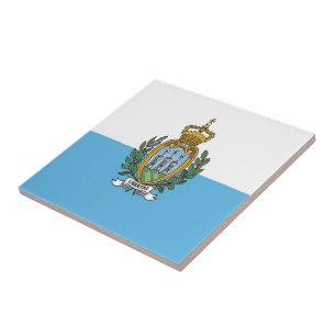 zSM001 SAN MARINO FLAG, Europe, Ceramic Tile