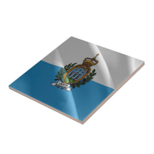 zSM002 SAN MARINO waving FLAG, Europe, Ceramic Tile