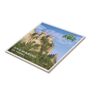zSM006 THE TWO TOWERS, San Marino, Europe, Ceramic Tile