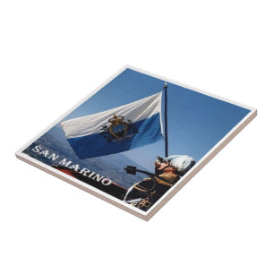 zSM008 GENDARME with flag, San marino, Ceramic Tile