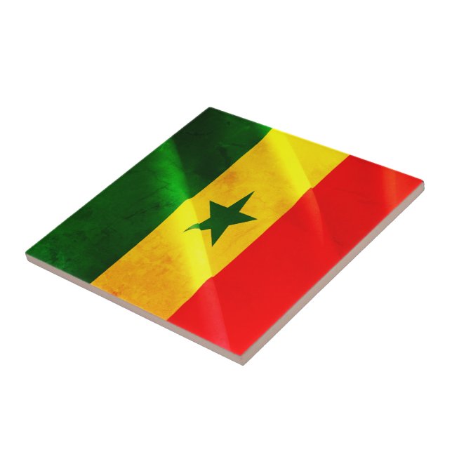 zSN002 SENEGAL, Waving Flag, Africa, Fridge Ceramic Tile (Side)