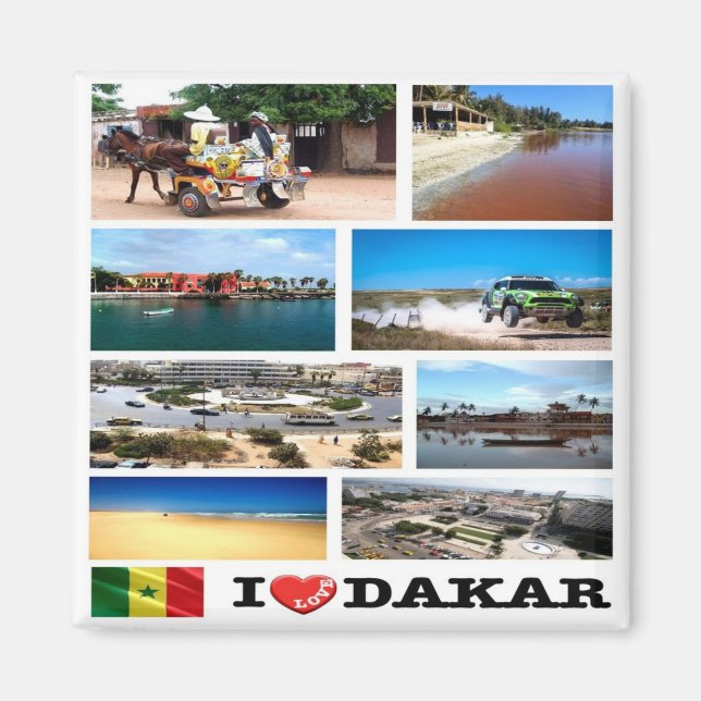 zSN013 DAKAR I Love, Mosaic, Senegal, Fridge Magnet (Front)