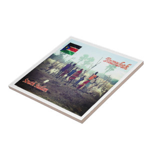 zSS004 RUMBEK, Cattle Camp,South Sudan, Ceramic Tile