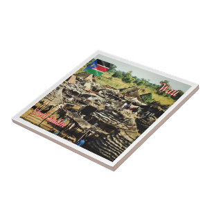 zSS005 WAU, Huts Outside,South Sudan, Africa, Ceramic Tile
