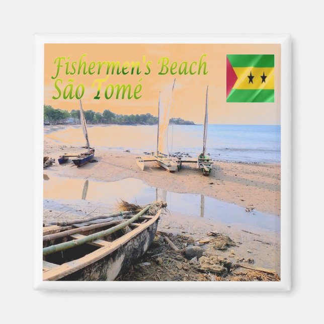 ZST005 SAO TOME', Fishermen's Beach, Africa,Fridge Magnet (Front)
