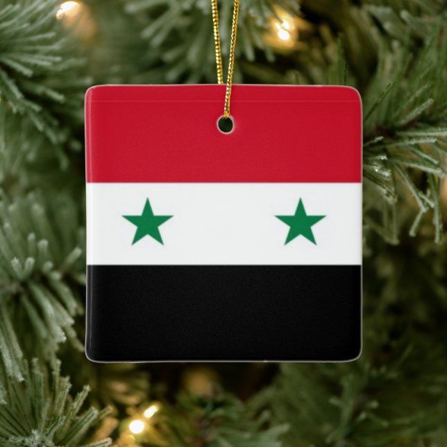 zSY001 Syrian FLAG Syria, Ceramic Ornament (Tree)