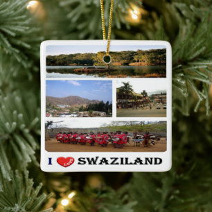 zSZ008 SWAZILAND I Love, Mosaic, Africa, Ceramic Ornament