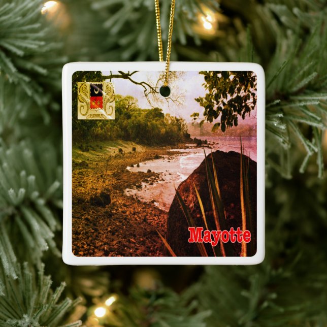 zT003 MAYOTTE, Beach, Africa, Ceramic Ornament (Tree)