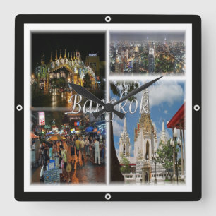 zTH008 mosaic of BANGKOK, Thailand, Asia, Square Wall Clock
