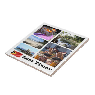 zTL003 EAST TIMOR collage TIMOR-LESTE, Ceramic Tile