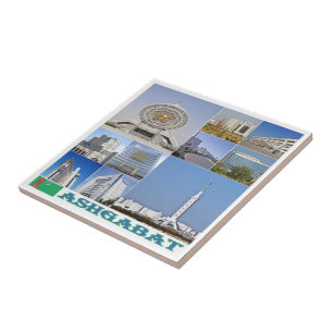 zTM003 collage of ASHGABAT, Turkmenistan, Ceramic Tile