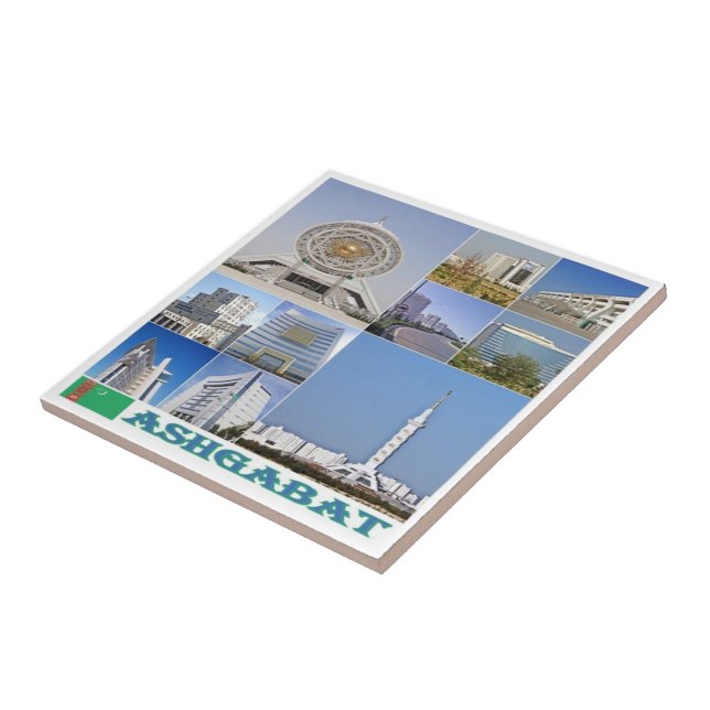 zTM003 collage of ASHGABAT, Turkmenistan, Ceramic Tile (Side)