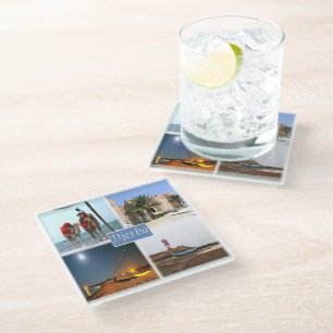 zTN017 DJERBA, Mosaic, Tunisia, Africa, Glass Coaster