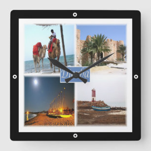zTN017 DJERBA, Mosaic, Tunisia, Africa, Square Wal Wall Clock