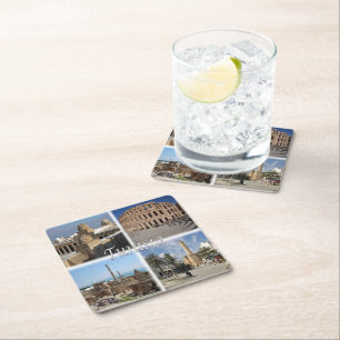 zTN018 TUNISIA, Mosaic, Africa, Square Paper Coaster