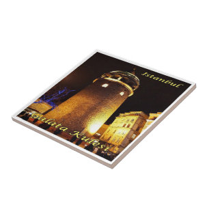 zTR015 ISTANBUL GALATA TOWER by night, Ceramic Tile