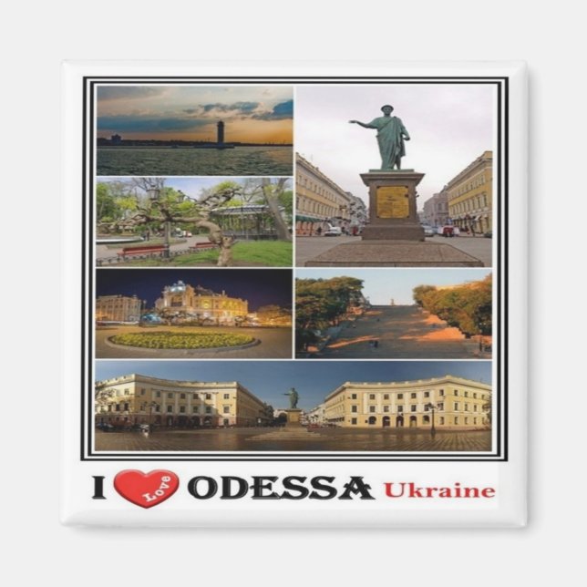 zUA003 ODESSA "I LOVE", Ukraine, Europe, Fridge Ma Magnet (Front)