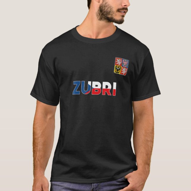 Zubri Czech Republic Heart Flag Lion Coat Of Arm E T-Shirt (Front)