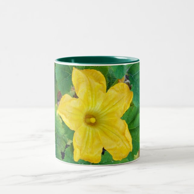 Zucchini Flower Two-Tone Coffee Mug (Center)