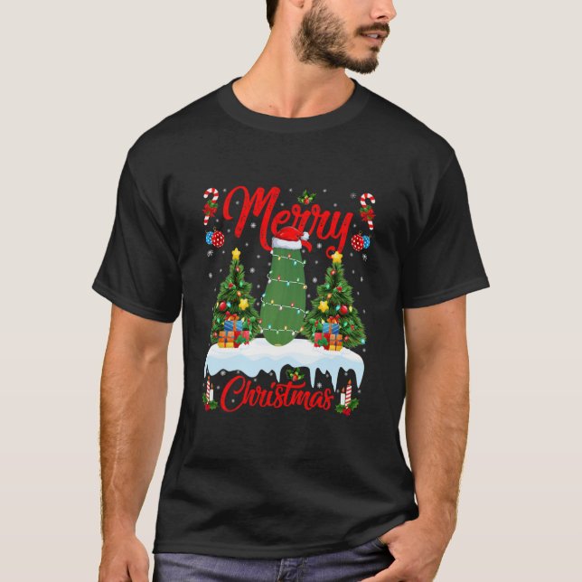 Zucchini Lover Xmas Lighting Santa Hat Zucchini T-Shirt (Front)